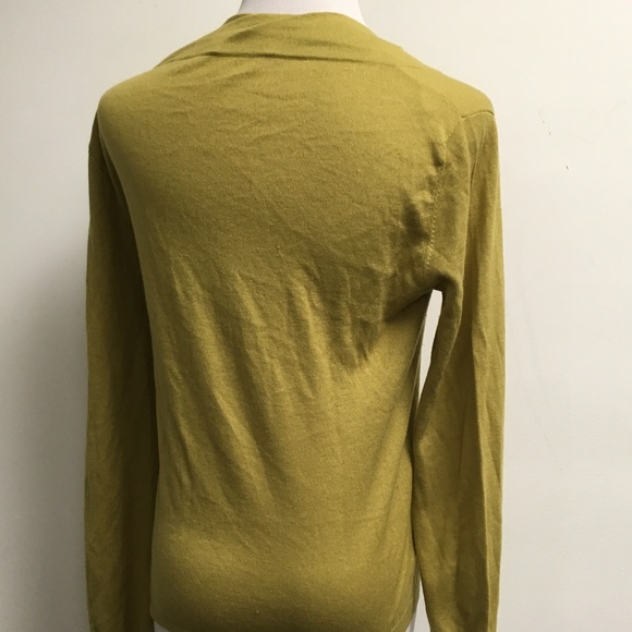 MOSCHINO Italy Cheap and Chic mustard gold silk cashmere ribbon scoop sweater 8 - Picture 3 of 4